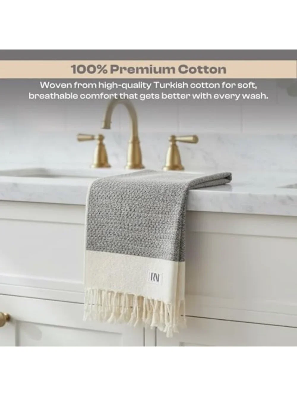 Set of 2 Decorative Hand Towels - 18x40 Inch Peshtemal for Bath, Kitchen & Yoga